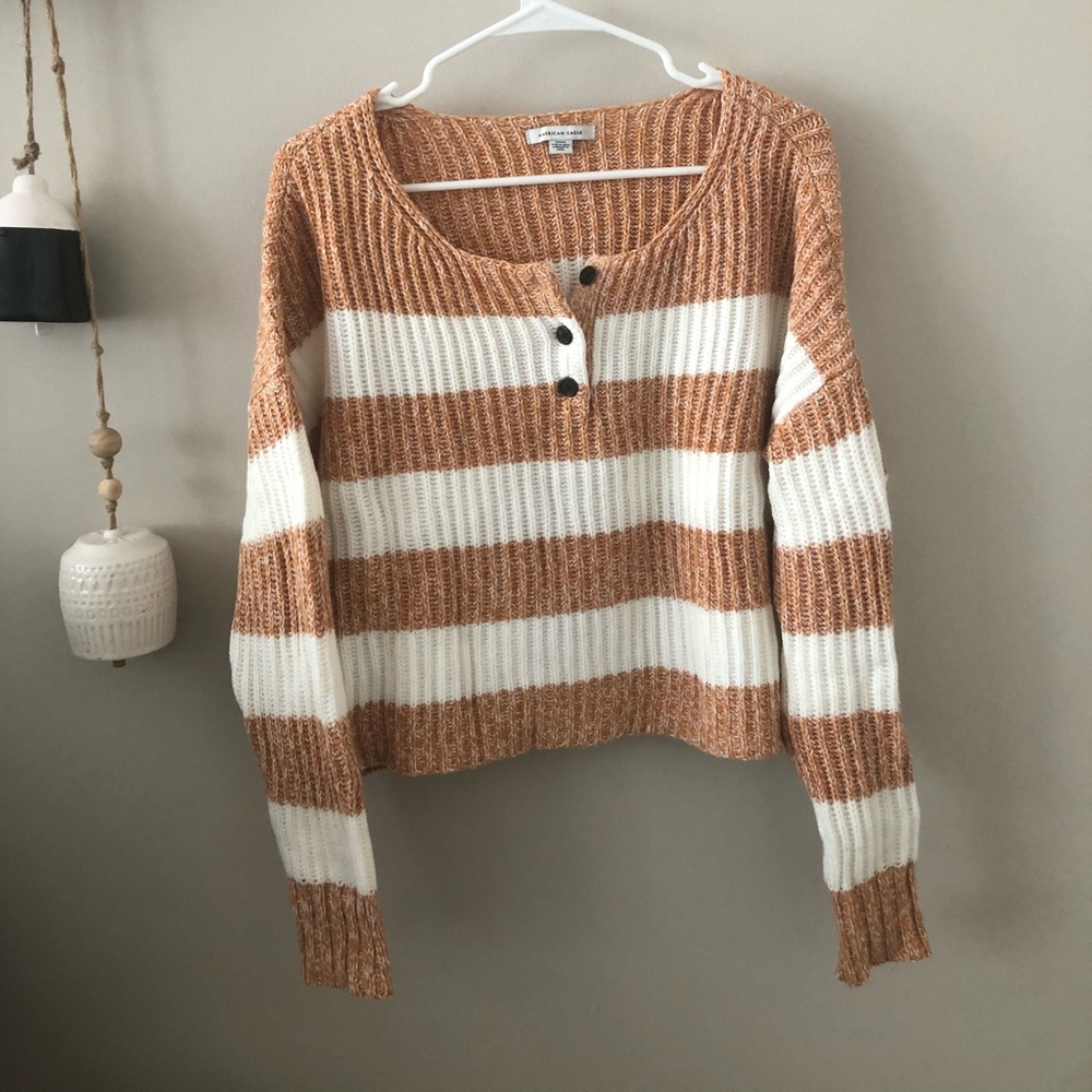 American Eagle Striped Crop Sweater